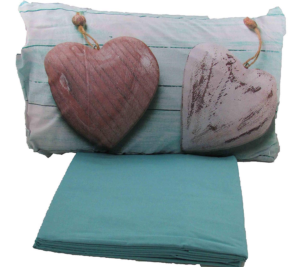 Set completo letto di lenzuola matrimoniale singole in 100 % con cuore cotone